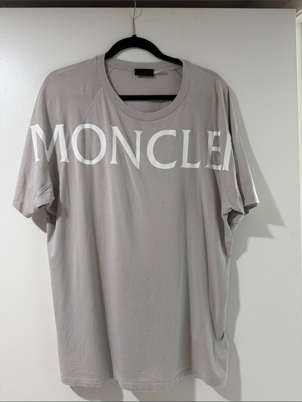 Moncler Light Grey Logo Short Sleeve Tee